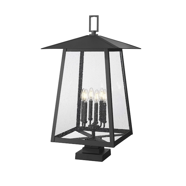Z-Lite Rainer 6 Light Outdoor Pier Mounted Fixture, 17.5in. W x 32.5in. H, Black 5015PHXXLS-SQPM-BK - main